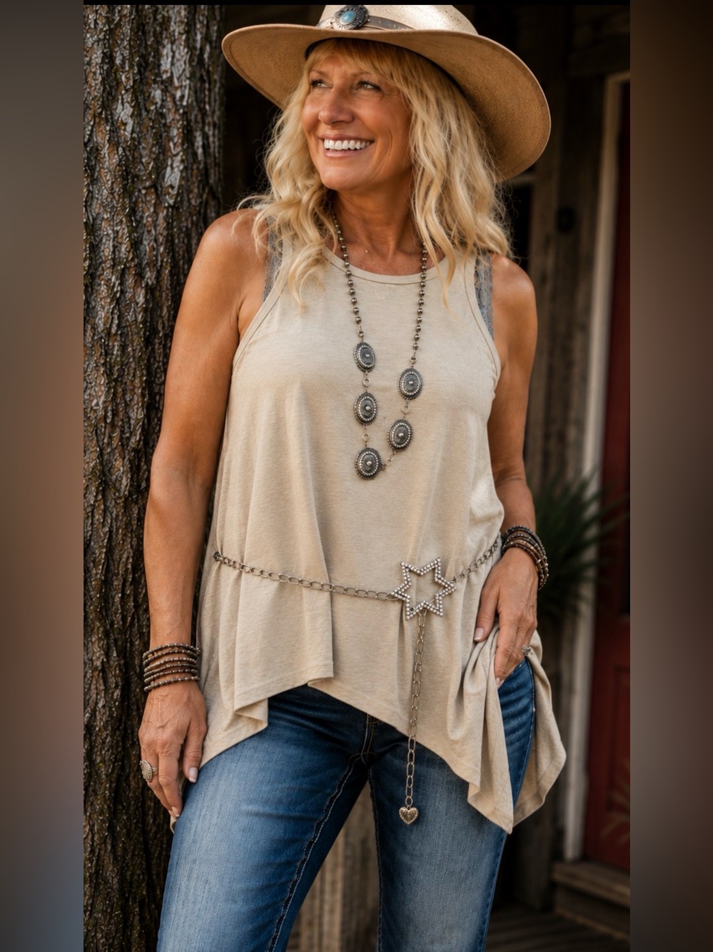Rhinestone ⭐️ Star Chain Belt Western Boho Silver Statement Belt